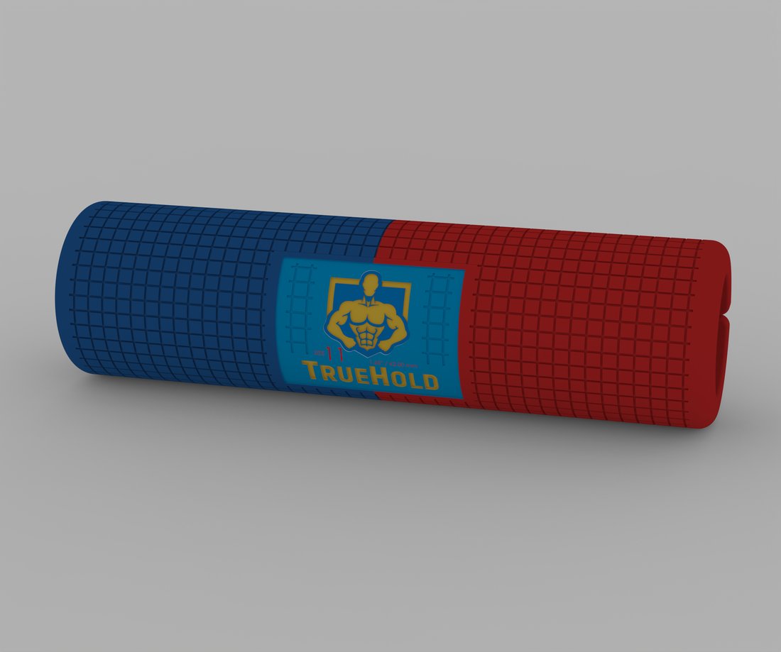 TrueHold Barbell Model 11, 1.65in, Deep Royal Blue + Rich Red